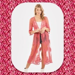 Lace Robe Lace Cardigan Lace Duster Rose Kimono NEW Swim Coverup BEST SELLER
